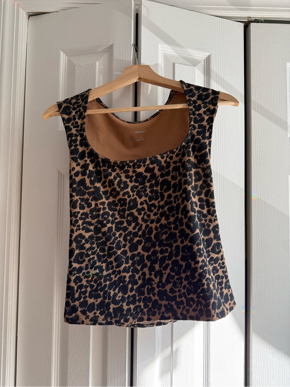 Maeve Leopard-Print Scoop Neck Tank - Brown & Black